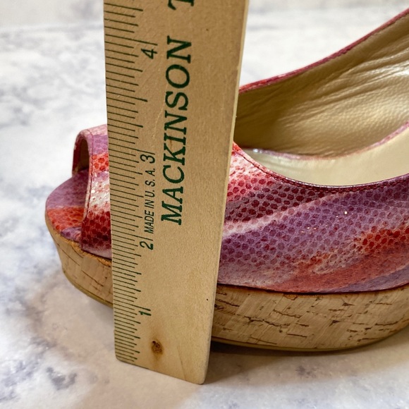 Stuart Weitzman Snakeskin Cork Wedges 6 - Picture 8 of 11